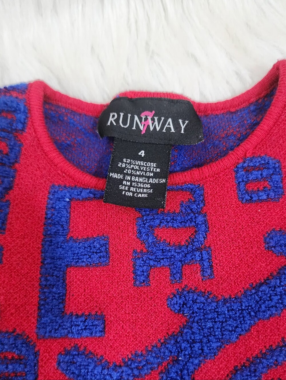 Runway 7 Bold Red & Blue Alphabet Sweater, Size 4 Children - Picture 2 of 5